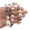 Colier Perle de Mallorca gri, crem si albe cu pandantiv, 10mm, imagine 4