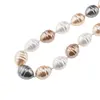 Colier Perle de Mallorca lunguiete gri, maro si albe, 16mm, imagine 3