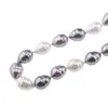 Colier Perle de Mallorca lunguiete gri, violet si albe, 13mm, imagine 3