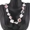Colier Perle de Mallorca neuniforme gri, roz si albe, 18mm