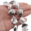 Colier Perle de Mallorca neuniforme gri si albe, 18mm, imagine 4