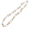 Colier Perle de Mallorca turtite gri, aurii si albe, 12mm, imagine 2