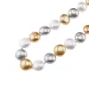 Colier Perle de Mallorca turtite gri, aurii si albe, 12mm, imagine 3