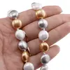 Colier Perle de Mallorca turtite gri, aurii si albe, 12mm, imagine 4