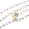 Colier reglabil cu Perle de Mallorca albe si accesoriu fluture auriu, 8mm, imagine 3