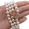 Colier reglabil cu Perle de Mallorca albe si accesoriu fluturi aurii, 8mm, imagine 4