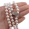 Colier reglabil cu Perle de Mallorca albe si accesoriu pana argintie, 8mm, imagine 4