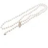 Colier reglabil cu Perle de Mallorca albe si accesoriu pana aurie, 8mm, imagine 2