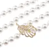 Colier reglabil cu Perle de Mallorca albe si accesoriu pana de paun aurie, 8mm, imagine 3