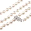 Colier reglabil cu Perle de Mallorca crem si accesoriu pana argintie, 8mm, imagine 3