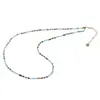 Colier Sidef si Agat bleu sfere fatetate 3mm cu bumbi aurii si elemente triunghiulare