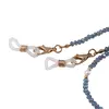 Colier / Snur pentru ochelari albastru discuri fatetate si Perle, 70cm, imagine 2