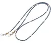 Colier / Snur pentru ochelari albastru discuri fatetate si Perle, 70cm