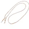 Colier / Snur pentru ochelari crem discuri fatetate si Perle, 70cm