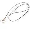 Colier / Snur pentru ochelari metalic discuri fatetate si Perle, 70cm