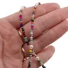 Colier / Snur pentru ochelari multicolor discuri fatetate si Perle, 70cm, imagine 4