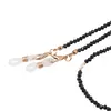 Colier / Snur pentru ochelari negru discuri fatetate si Perle, 70cm, imagine 2