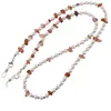 Colier / Snur pentru ochelari Perle si Carneol chips, 70cm