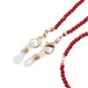 Colier / Snur pentru ochelari rosu discuri fatetate si Perle, 70cm, imagine 2