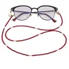 Colier / Snur pentru ochelari rosu discuri fatetate si Perle, 70cm, imagine 3