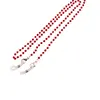 Colier / Snur pentru ochelari rosu sfere fatetate, 58cm