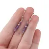 Cercei cu agatatoare Ametist si bumb gravat cu Argint 925, 3mm, imagine 3