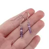 Cercei cu agatatoare clasica Ametist si bumb gravat cu Argint 925, 3mm, imagine 3