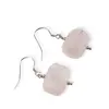 Cercei cu agatatoare clasica Cuart roz cu Argint 925, 16-18mm