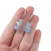 Cercei cu surub Acvamarin chips si baza de Argint 925 semirotunda cu zirconii, 4-8mm, imagine 3