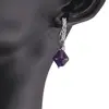 Cercei cu surub Ametist romb si baza de Argint 925 semirotunda cu zirconii, 8mm, imagine 2