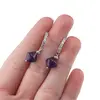 Cercei cu surub Ametist romb si baza de Argint 925 semirotunda cu zirconii, 8mm, imagine 3