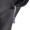 Cercei cu surub Ametist si bumb gravat cu baza de Argint 925 semirotunda cu zirconii, 3mm, imagine 2