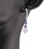 Cercei cu surub Ametist si Piatra Lunii cu baza de Argint 925 semirotunda cu zirconii, 4-6mm, imagine 2
