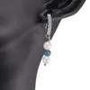 Cercei cu surub Perle de cultura si Kianit cu baza de Argint 925 semirotunda cu zirconii, 4-5mm, imagine 2
