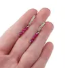 Cercei cu surub Rubin si baza de Argint 925 semirotunda cu zirconii, 3mm, imagine 3
