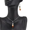 Set cercei cu agatatoare si pandantiv Leu cristale 8mm, imagine 2