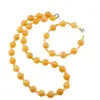Set colier si bratara Calcit orange sfere, 4-10mm