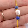Bratara cu snur Lapis Lazuli si Perla de cultura, 6-8mm, imagine 2