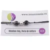 Bratara cu snur Obsidian fulg de nea si Perla de cultura, 8-9mm