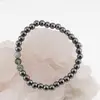 Bratara pe elastic Hematit si Agat moss, 6mm, imagine 2