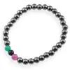 Bratara pe elastic Hematit si Mix agate, 6mm