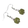 Cercei cu agatatoare Granat verde cub fatetat, 6-8mm