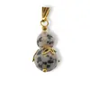 Pandantiv Jasp dalmatian sfere si flori aurii, 8-10mm, imagine 2