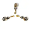 Pandantiv Jasp dalmatian sfere si flori aurii, 8-10mm