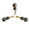 Pandantiv Larvikit sfere si flori aurii, 8-10mm