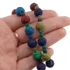 Set colier si bratara Roca vulcanica multicolora sfere, 4-10mm, imagine 3