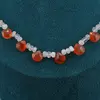 Colier Cornalina briolete 8mm si Piatra lunii alba discuri fatetate 4mm, imagine 3