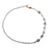 Colier Piatra lunii neregulat 6-12mm si sfere 4mm, imagine 3