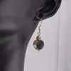 Cercei cu agatatoare Agat maro dantelat mat, sfere 10mm si 4mm, imagine 2