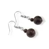 Cercei cu agatatoare Obsidian mahon, sfere 10mm si 4mm